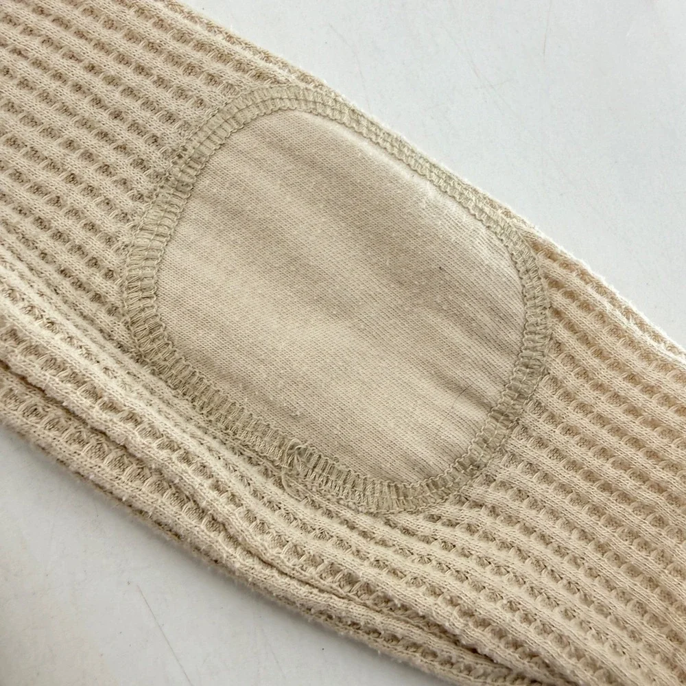 Old Navy Kids Beige Waffle Knit Thermal Long Sleeve Shirt Elbow Patches 2T‎